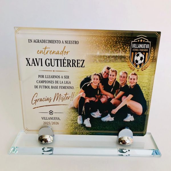 PLACA DE CRISTAL ESPECIAL EQUIPO DE FUTBOL